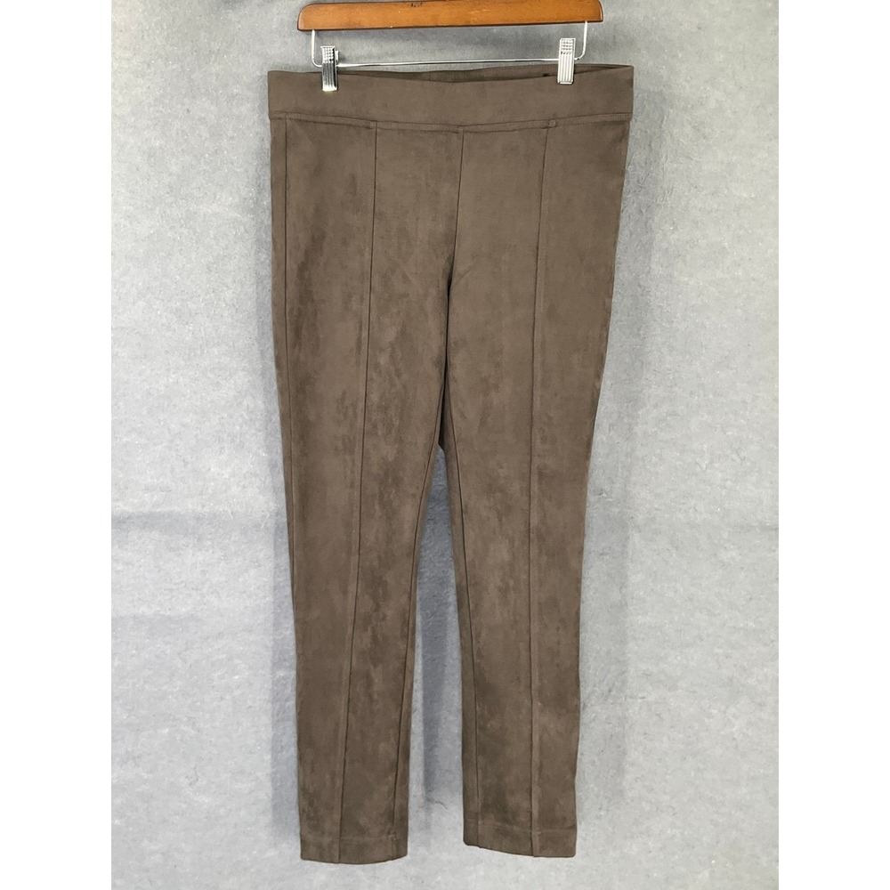 Andrew Marc Faux Suede Stirrup Leggings Pants Brown Sz M Office Cocktail